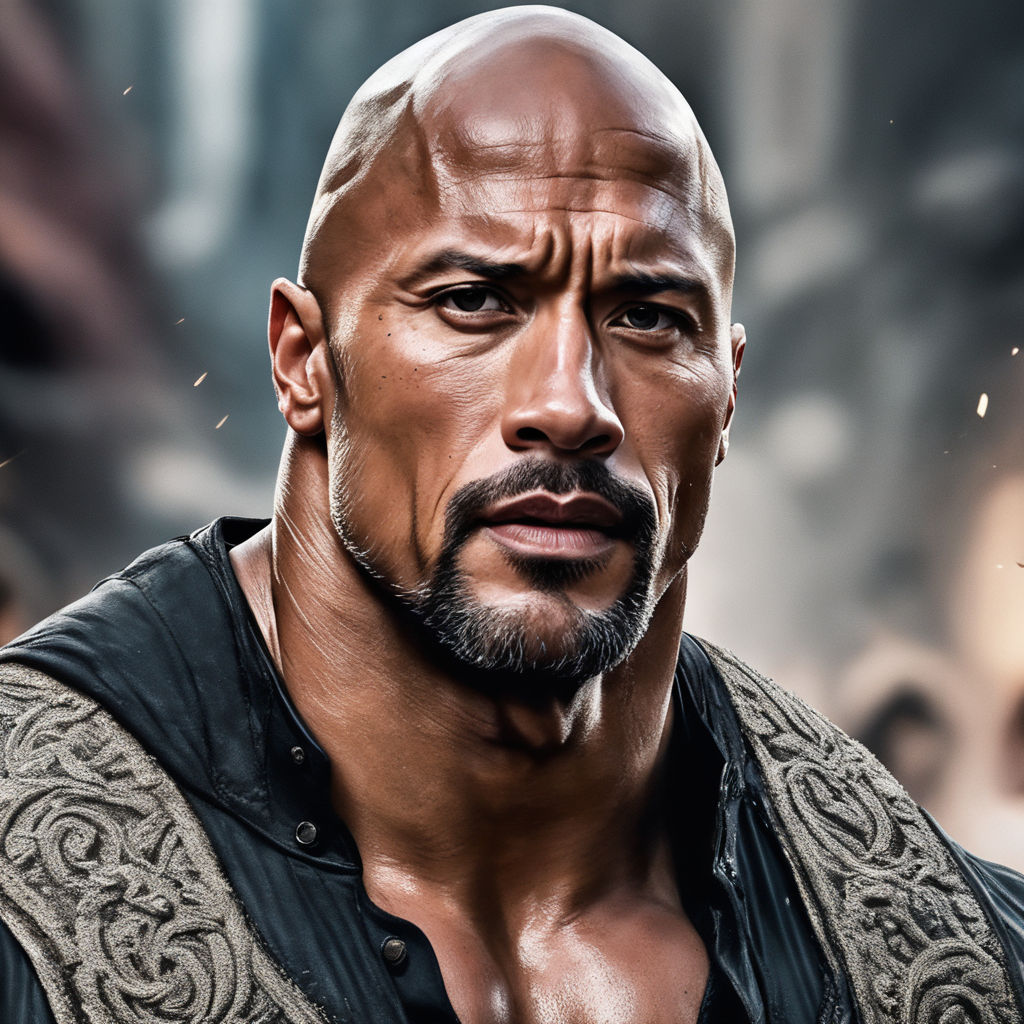 portrait of Dwayne thé rock Johnson with his eyebrow, Stable Diffusion