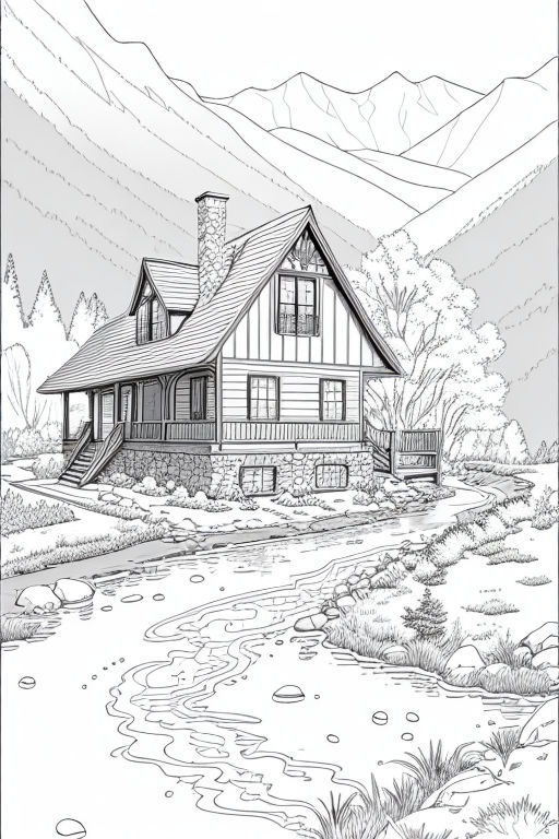 ArtStation - Mountain house in Art-Deco style