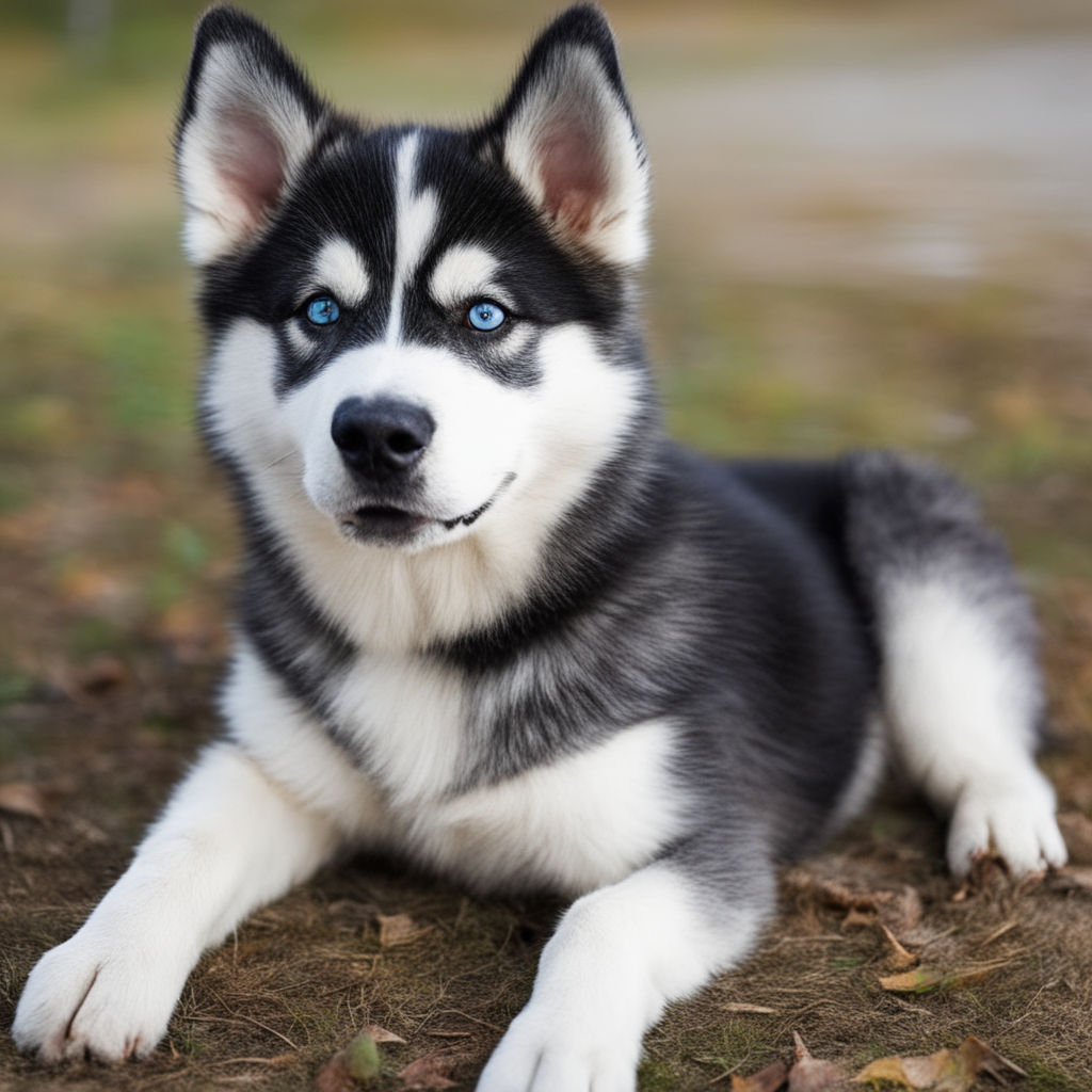 white husky puppy with blue eyes