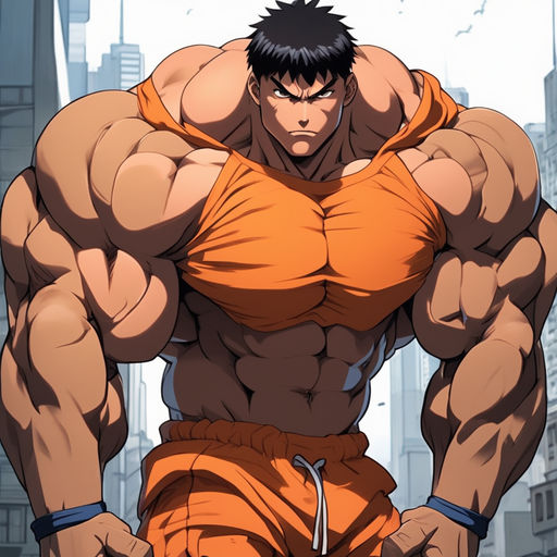 Anime man Character strong muscle power full - Playground