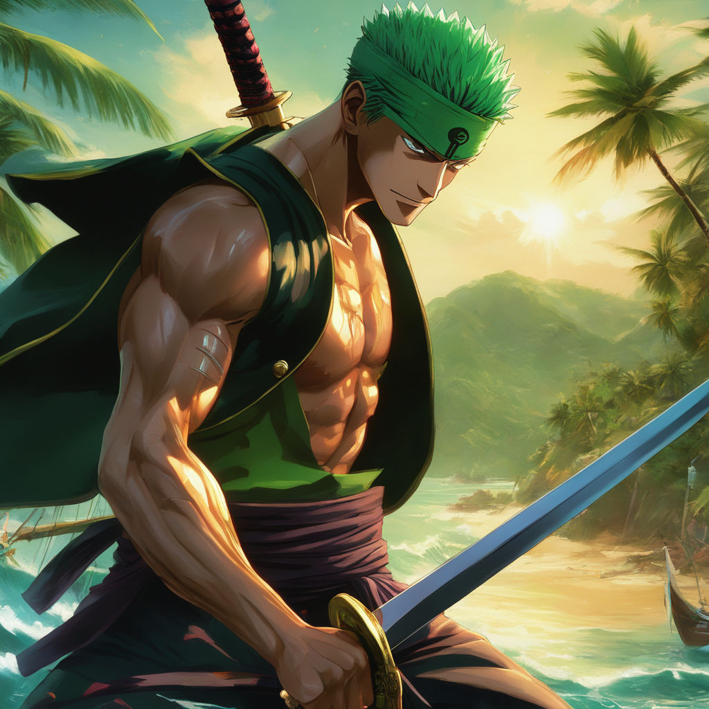 prompthunt: zoro from one piece cutting the world in half with his 3 sword  style, anime, 4k