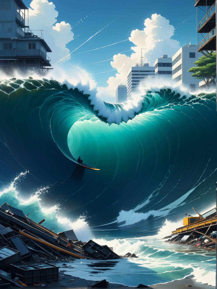 art #japan #tsunami | Anime, Comic illustration, Art