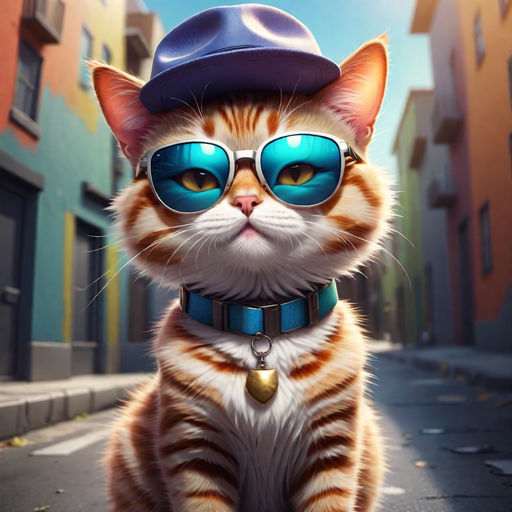 Humor: smurf cat wearing hat and sunglasses