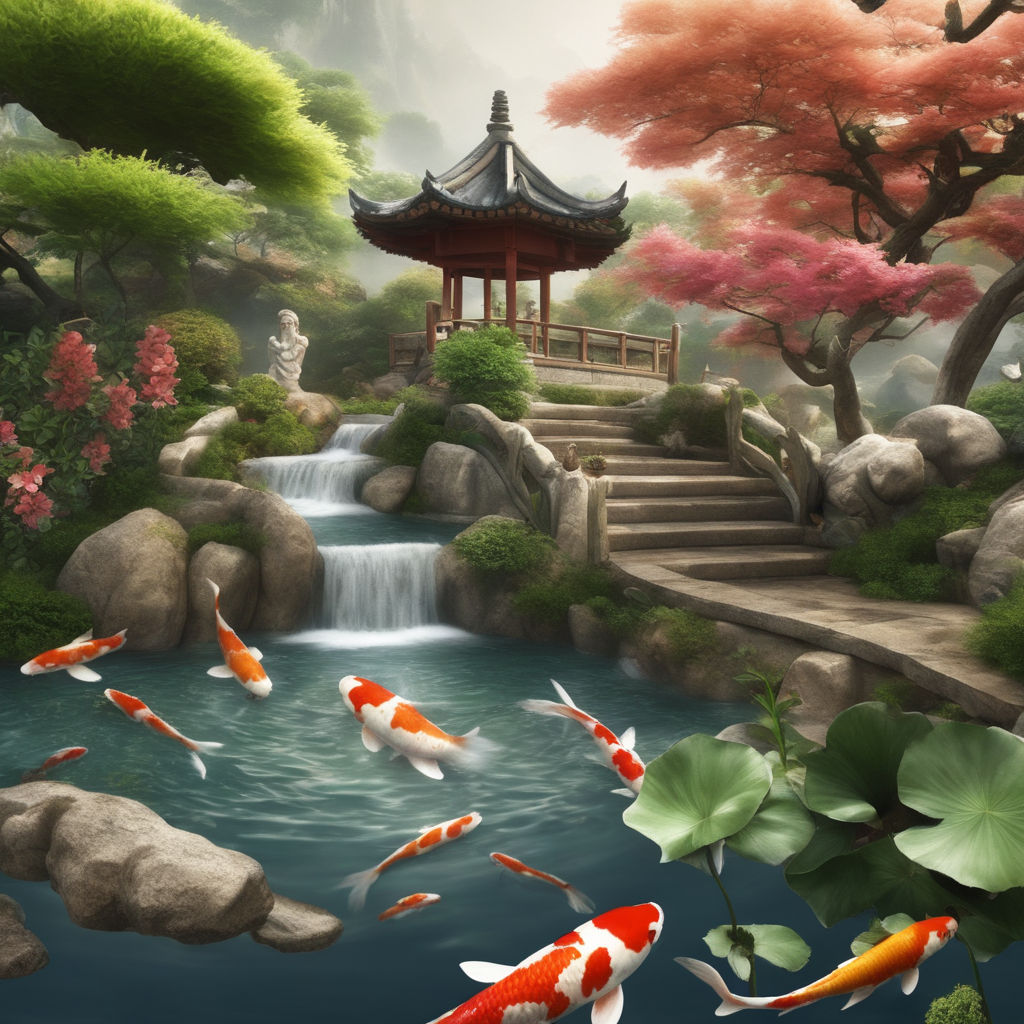 japanese koi pond painting