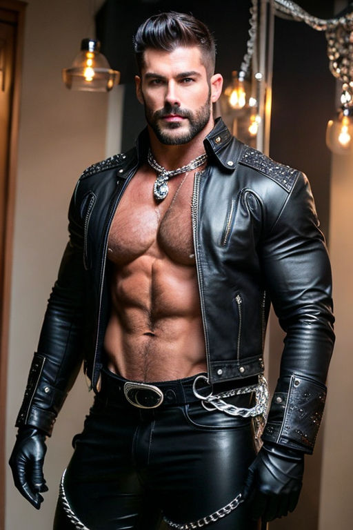 Pin on Men in leather