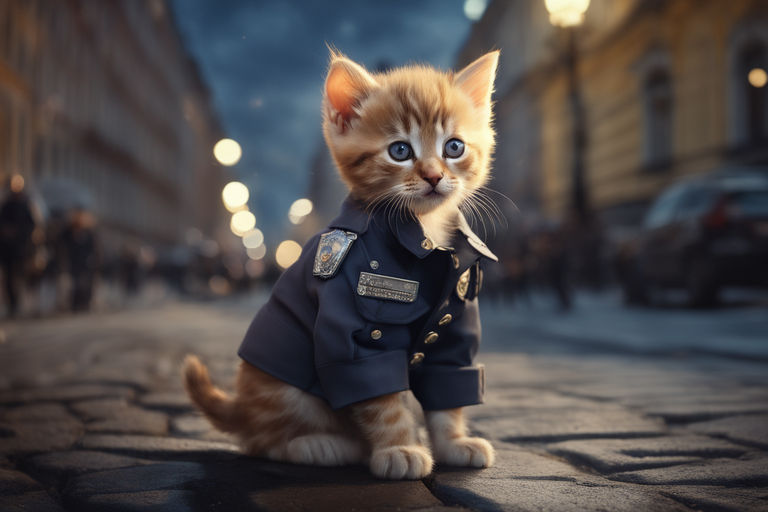 Cute Baby Cat Police Officer - Adorable Anime Style 2D Vector Character  Design | Sticker