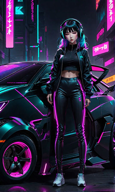 Create cyberpunk characters in cartoon, anime or comic style by