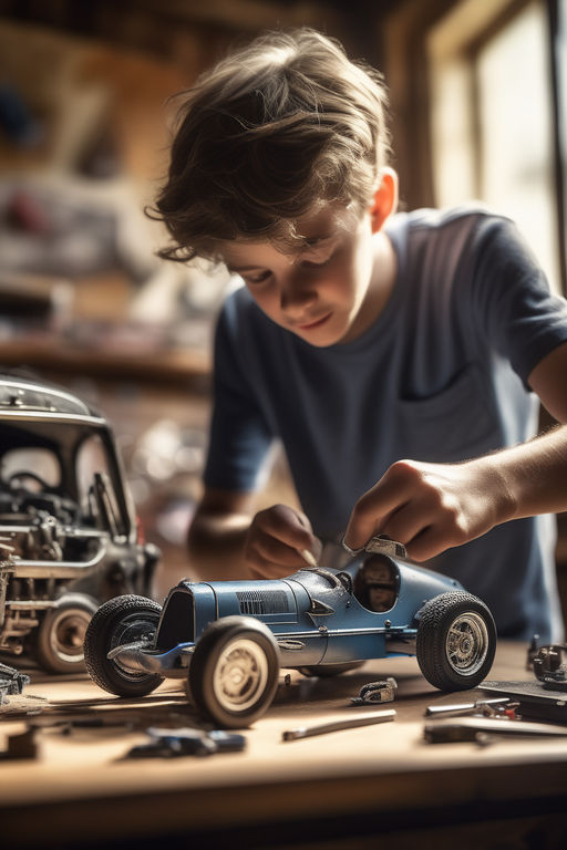 Fashionable boy holding a toy car in his hands, isolated on a white studio  background. A handsome child dreaming of a real car. Dreams of a child  about racing. 26460318 Stock Photo