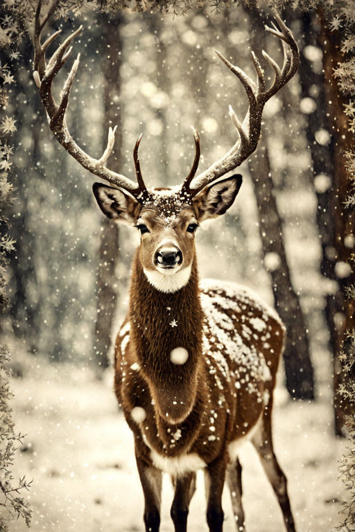 Deer in Snowfall