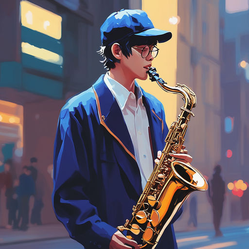 playing the saxophone in hand