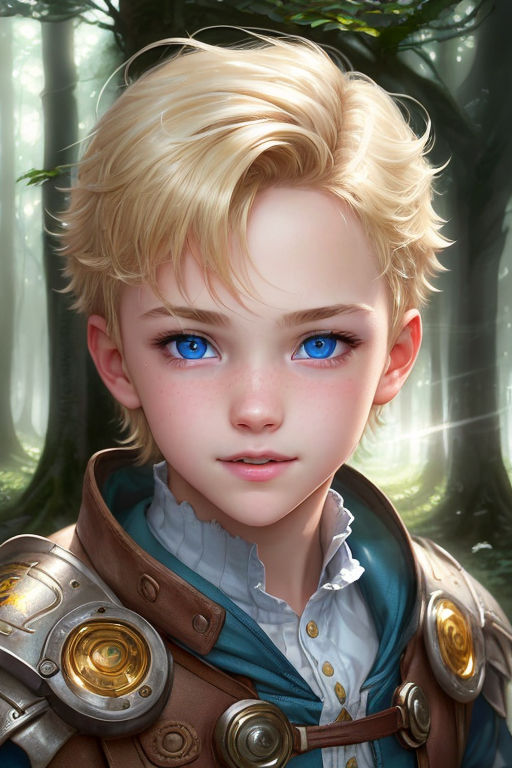 Anime illustration of a beautiful boy with blue eyes