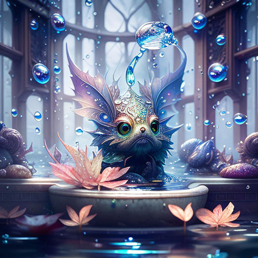 cute magic water spirit close macro portrait - Playground