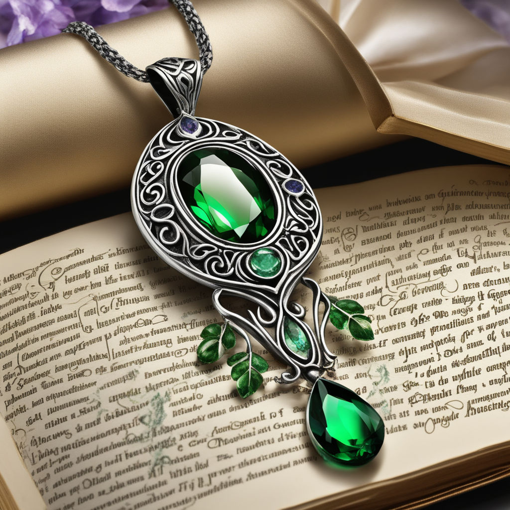 Elvish Fantasy Key Necklace Made With Emerald Swarovski 