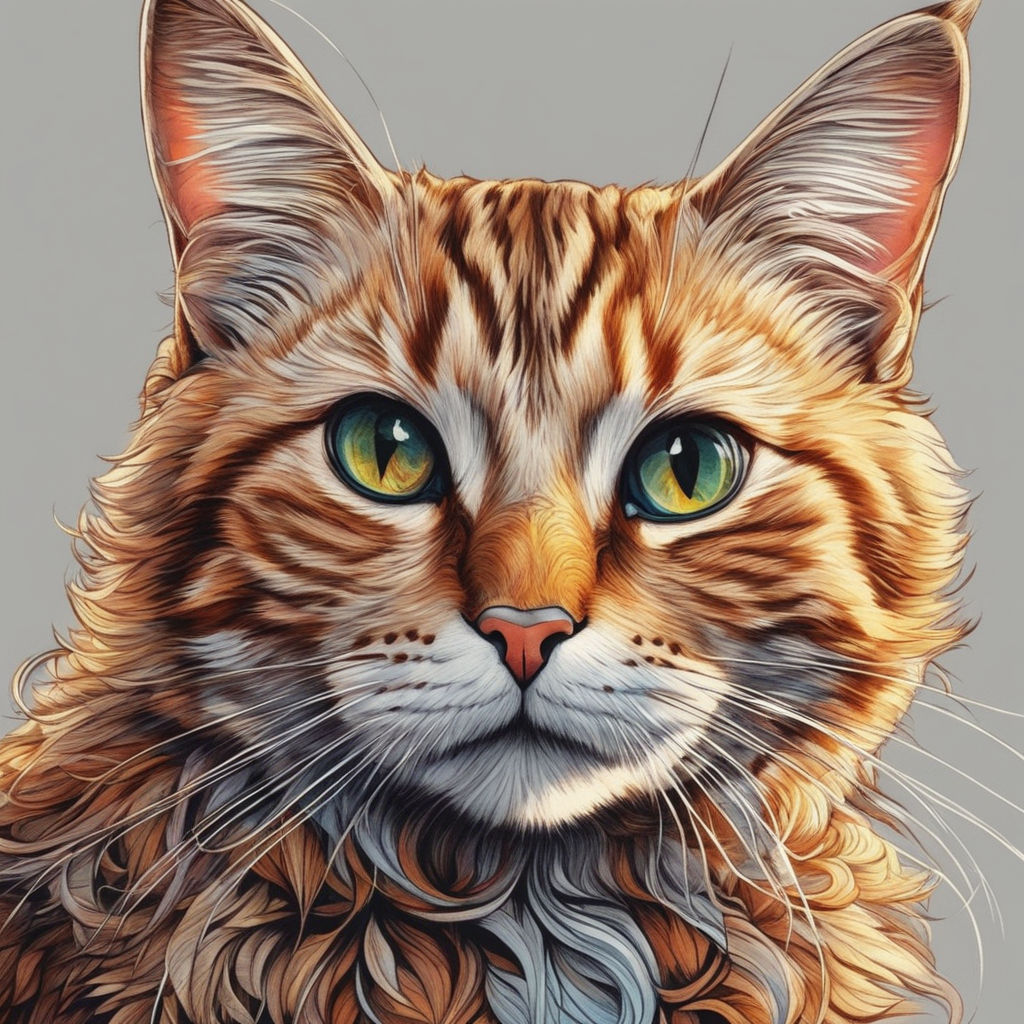 cat drawing color