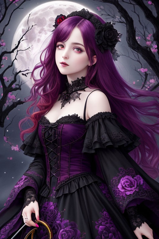 Black lights long hair Gothic red eyes necklaces crowns gothic dress angel  wings anime girls silver hair black nail polish looking away HD wallpaper   Pxfuel