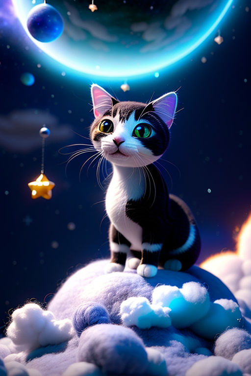 Anime Cute Galaxy Space Cat 