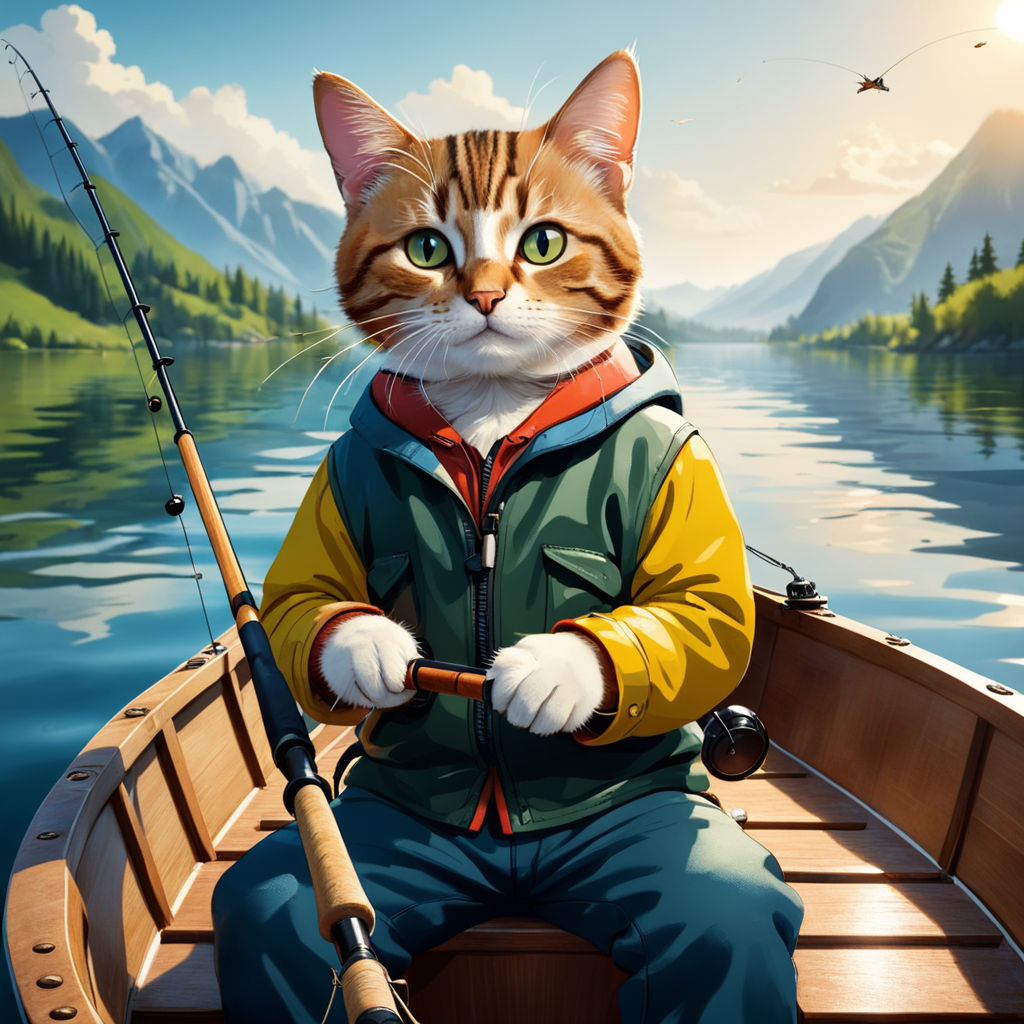 a cat is fishing - Playground