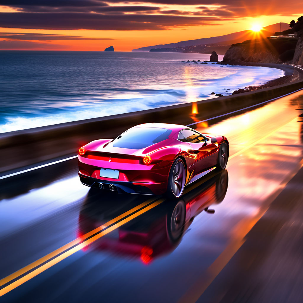 colorful shades that make the car pop. Place the Ferrari against a simple  and elegant sunrise backdrop - Playground