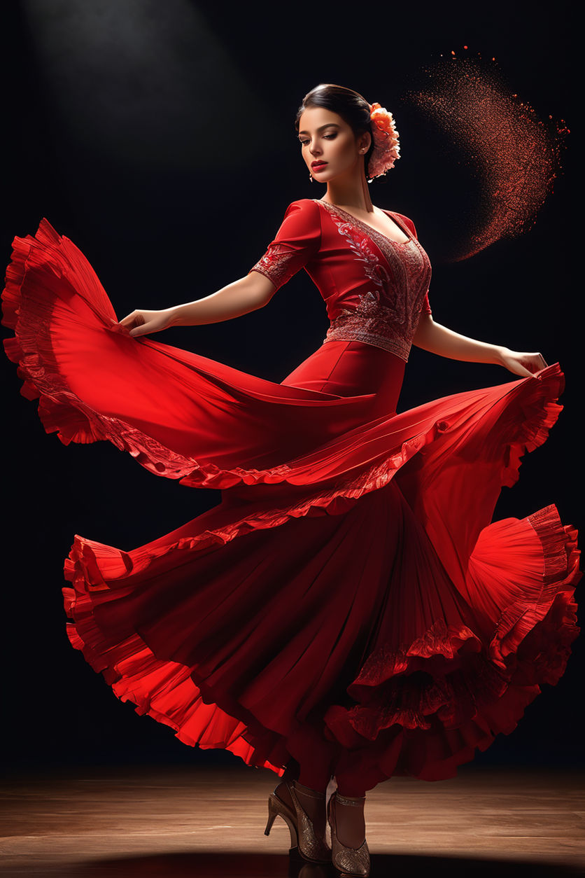 Flamenco dancer in a dance pose on a white background. a symbol плакаты на  стену • плакаты карта, ритм, память | myloview.ru