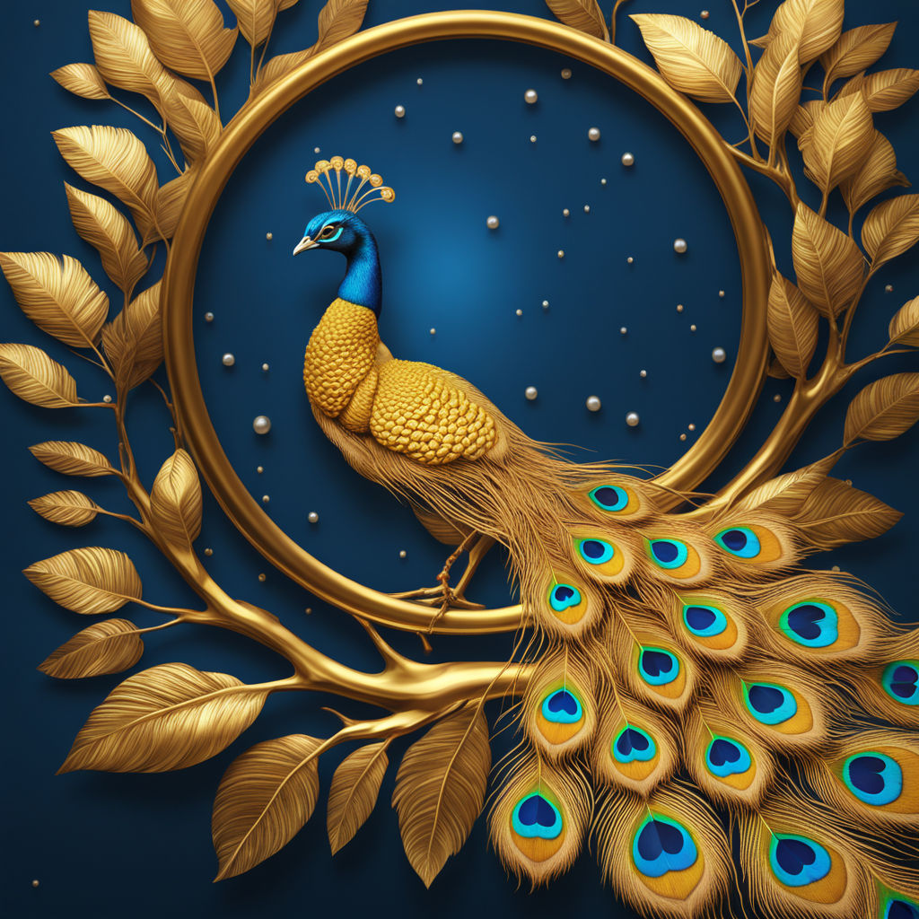 Elegant luxury golden beauty bird peacock logo Vector Image