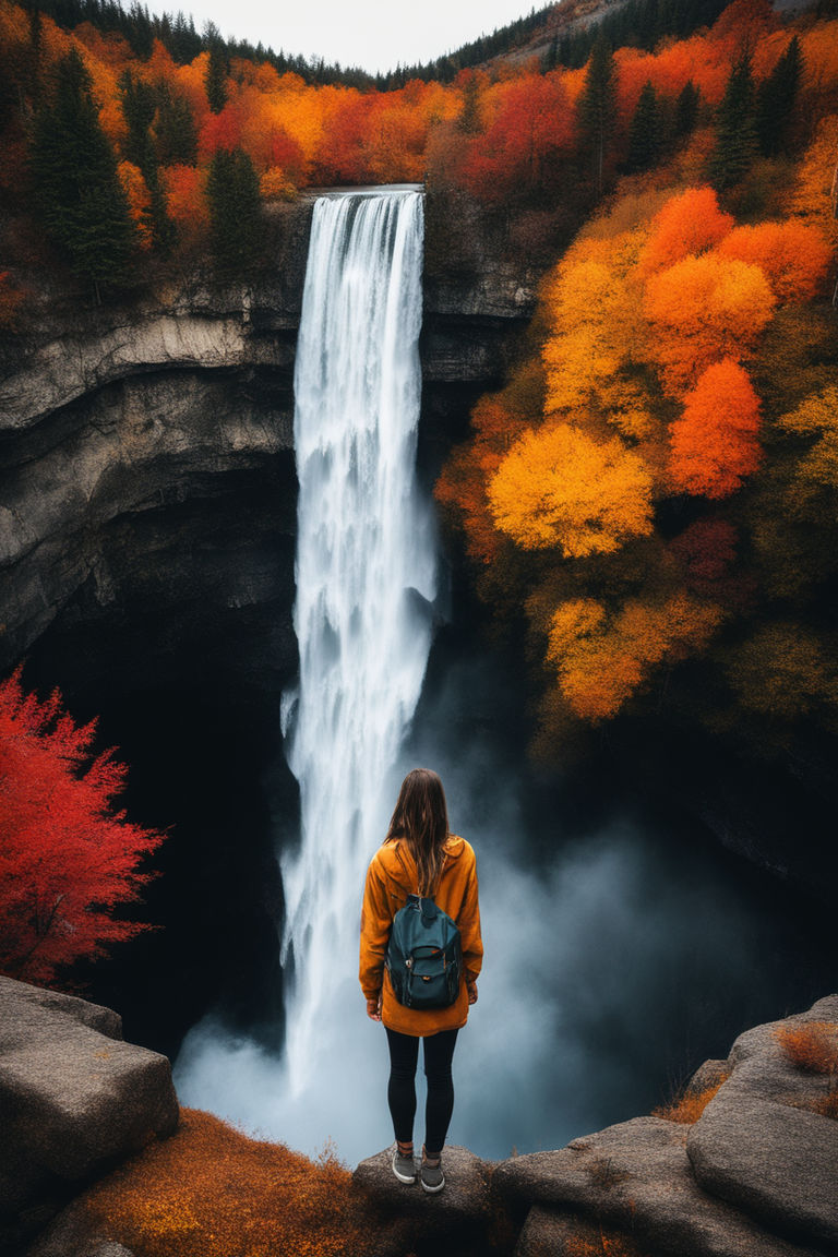 Mother and daughter in front of waterfall in a happy pose Stock Photo -  Alamy