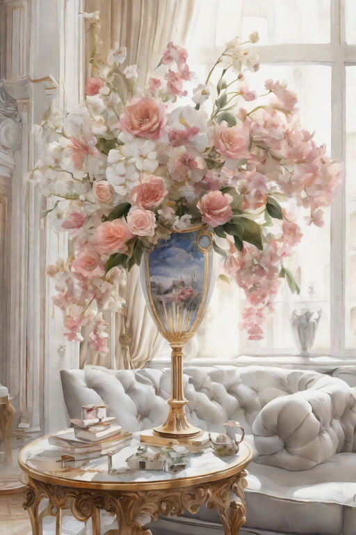 painting of a beautiful vase with a white rose inside by thomas kinkade -  Playground