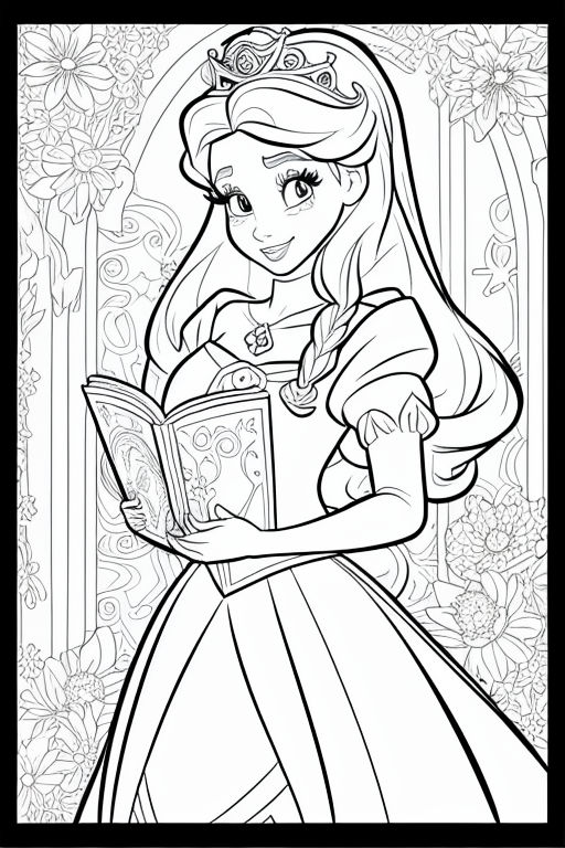 Beautiful little princess - coloring book Vector Image