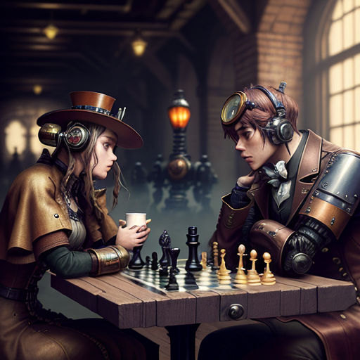 Playing chess with robot, girl, cg, white, abstract, robot, chess, HD  wallpaper