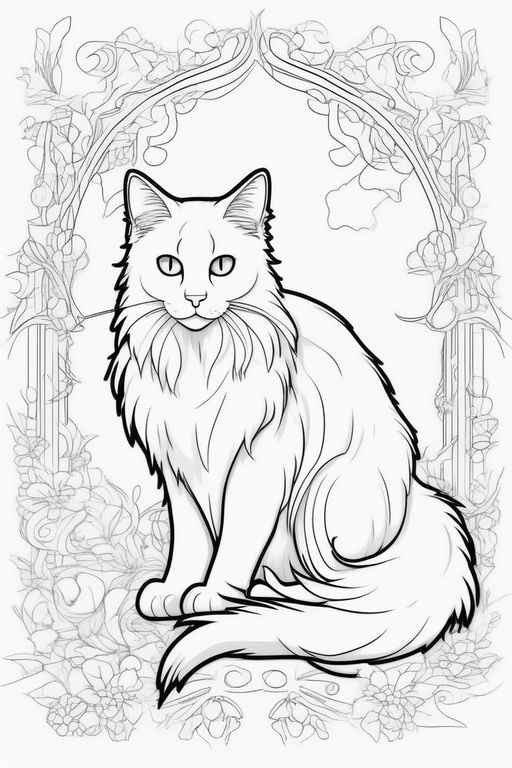 cat line art black and White adult coloring - Playground