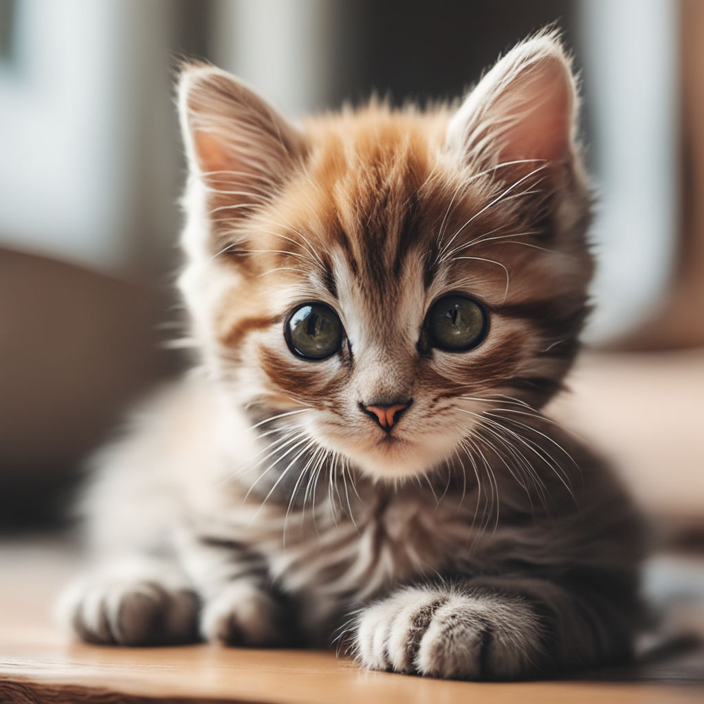 White Kitten, Cute, Big Eyes, Art Cat Wallpaper