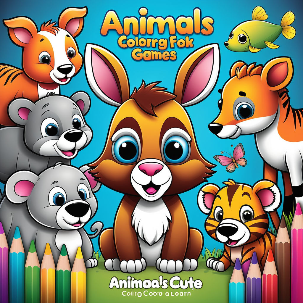 Coloring book animal's for kids Age 4-8 kawaii cartoon manga doodle