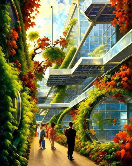 Mixed Media Style Graphic Solarpunk Utopia · Creative Fabrica