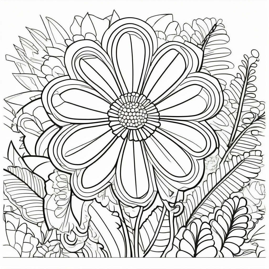 Outline Black White Flower Color