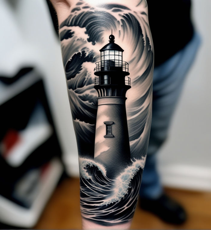 St.Ignace lighthouse tattoo by Leah Lagalo Triton tattoo north palm beach |  By Leah Lagalo ArtistFacebook