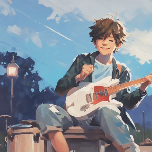 anime guitar player boy