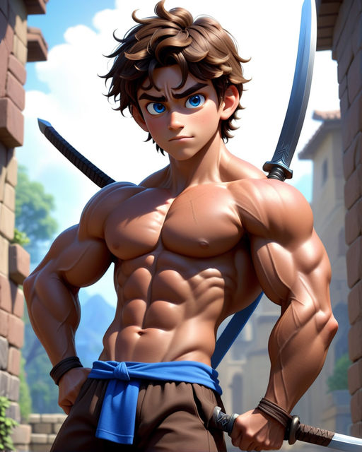 Well drawn muscular Anime - Playground