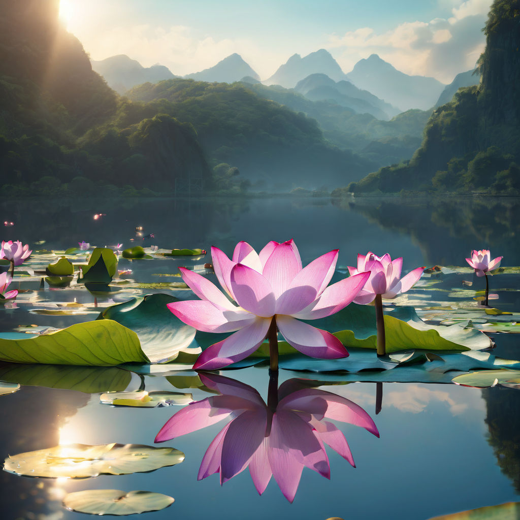 Spa still life with water lily and zen stone in a serenity pool