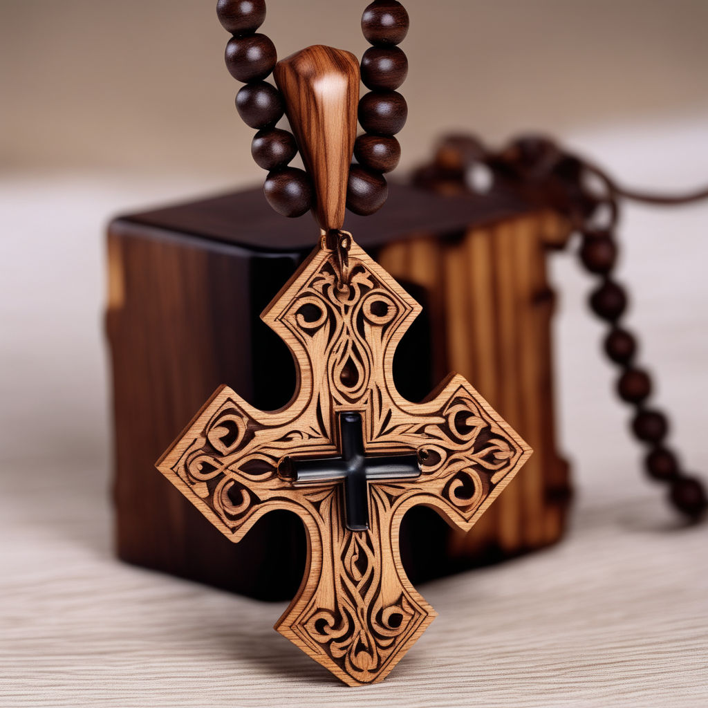 Bold Walnut Wooden Cross Pendant - A Sturdy Christian Faith