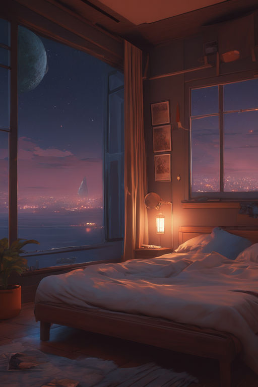 Download Anime Room At Night Wallpaper | Wallpapers.com