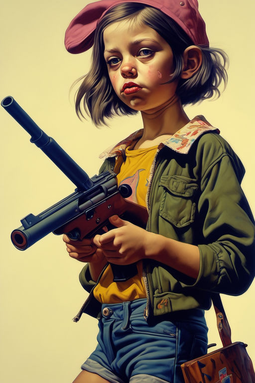 little girl with gun art