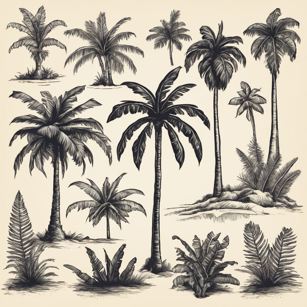 Vector Drawing Of Palm Tree Royalty-Free Stock Image - Storyblocks