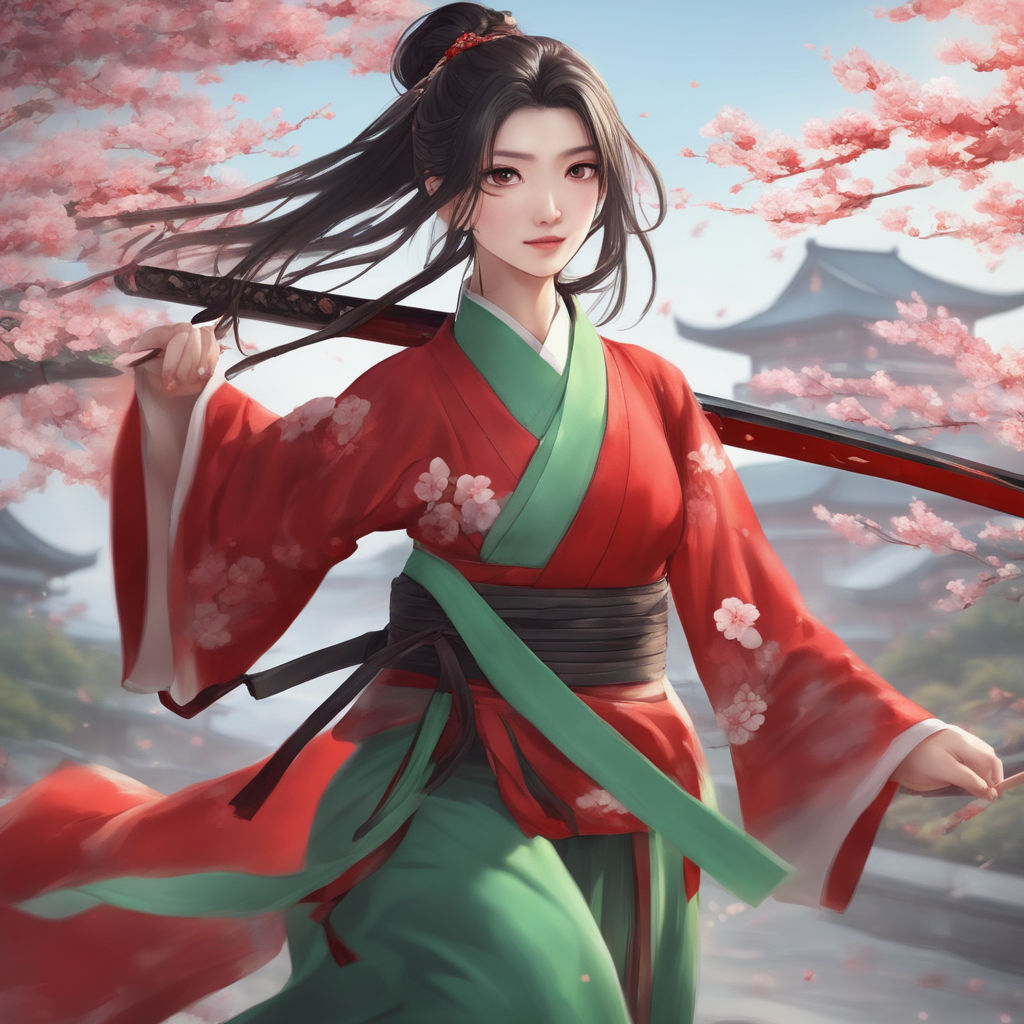 Female Kimono Samurai Anime, HD Png Download - vhv