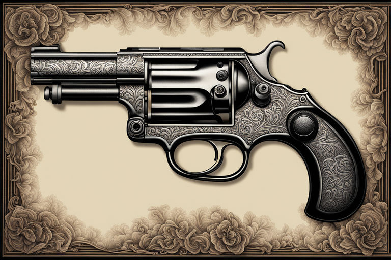 Illustration of a multi-shot revolver. Vector. Painted gun. Black and white  contour graphic drawing. Tattoo. Decorative vintage element for design.  7412736 Vector Art at Vecteezy