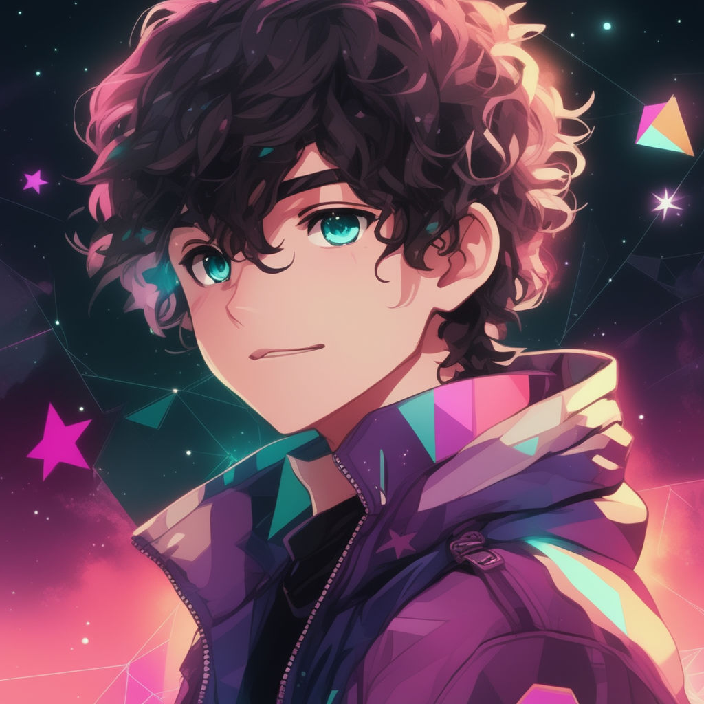 anime boy with curly hair