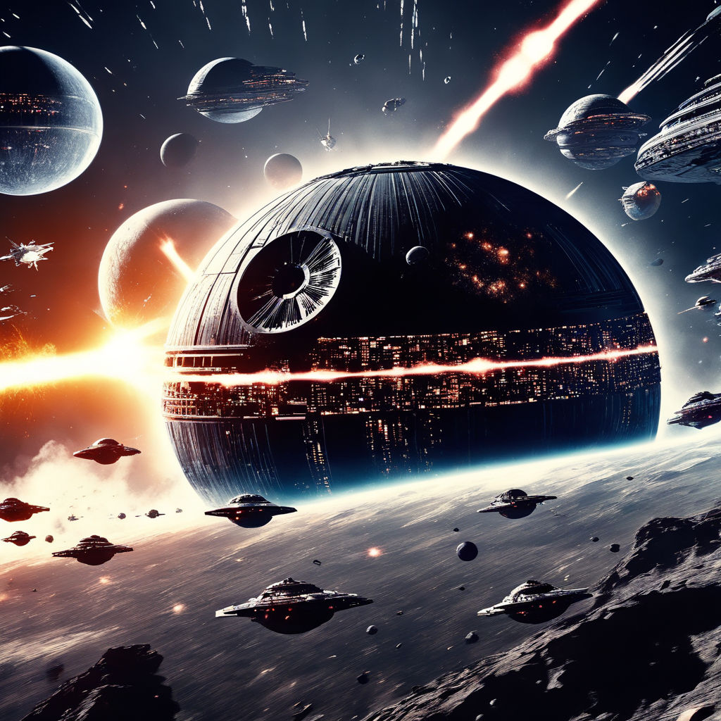 star wars space battle in outer space : swarm of small