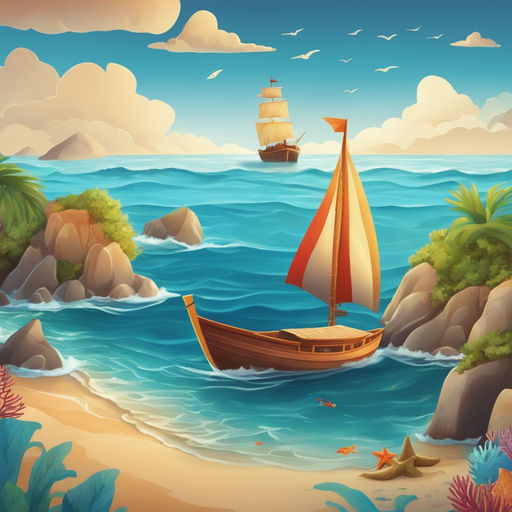 Soft horizontal smooth sea waves, simple cartoon style, naive children  illustration style on Craiyon