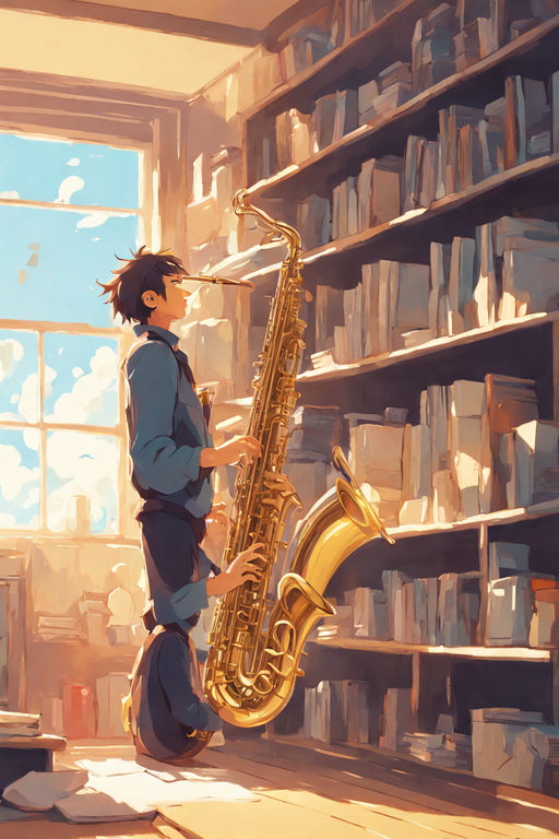 KREA - anime girl Playing the sax instrument , digital Art, Greg rutkowski,  Trending cinematographic artstation