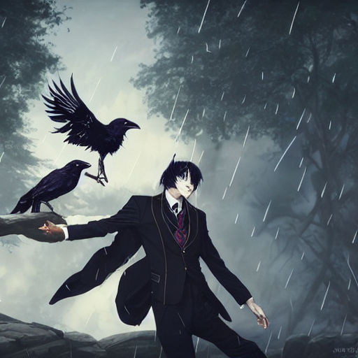 Sad Anime Boy Raven Crow