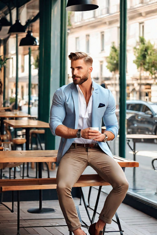 Light Blue Dress Pants with Shoes Smart Casual Outfits For Men In