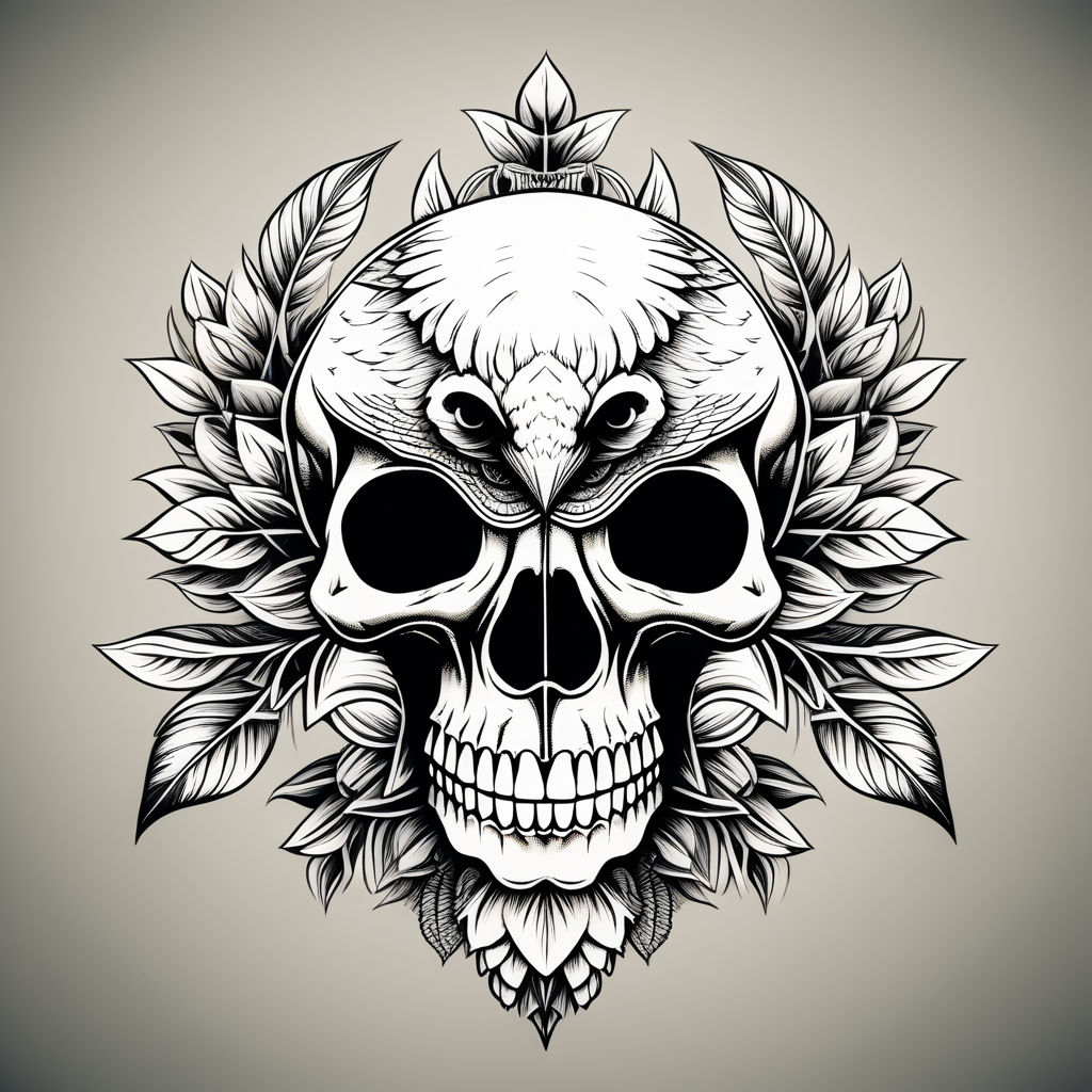 Human floral skull tattoo vector illustration 5249499 Vector Art at Vecteezy